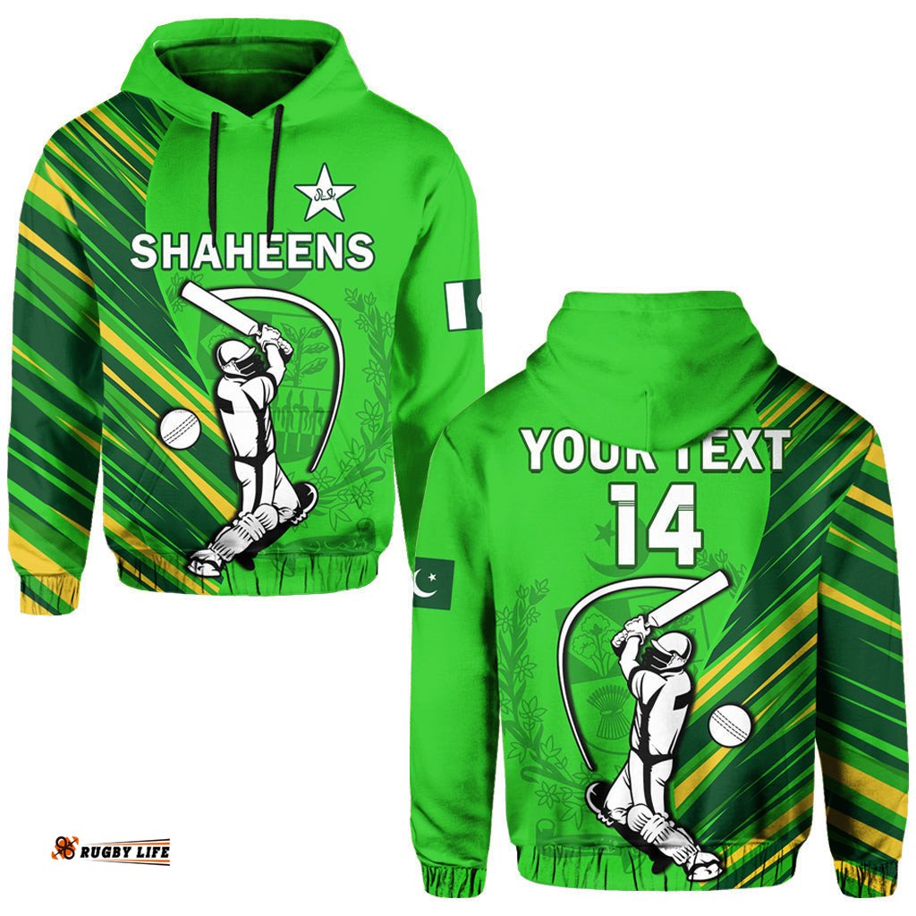 custom text and number pakistan cricket hoodie go shaheens simple style