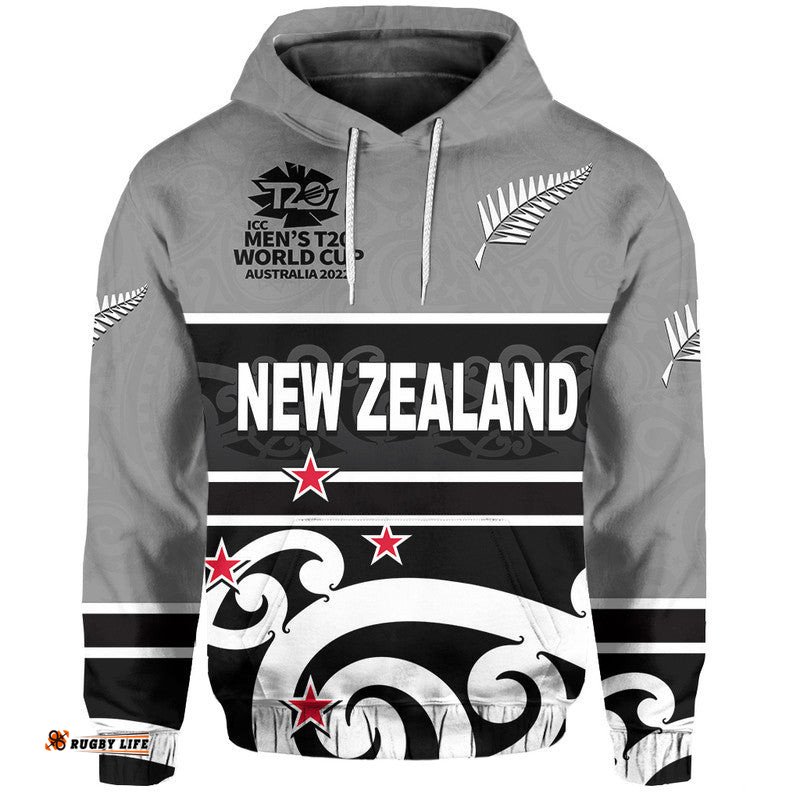 custom personalised and number new zealand cricket mens t20 world cup hoodie