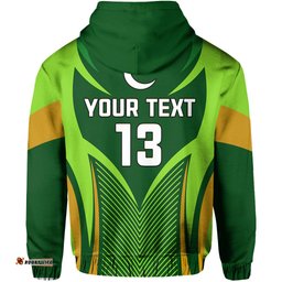 custom text and number pakistan cricket hoodie green shaheens champion