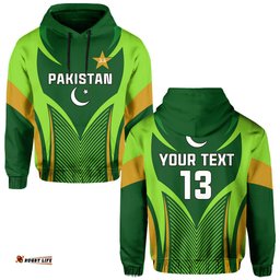 custom text and number pakistan cricket hoodie green shaheens champion