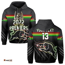 custom text and number panthers proud hoodie back to back premiers version black