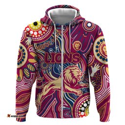 personalised naidoc week 2024 brisbane lions hoodie australian aboriginal hand painting