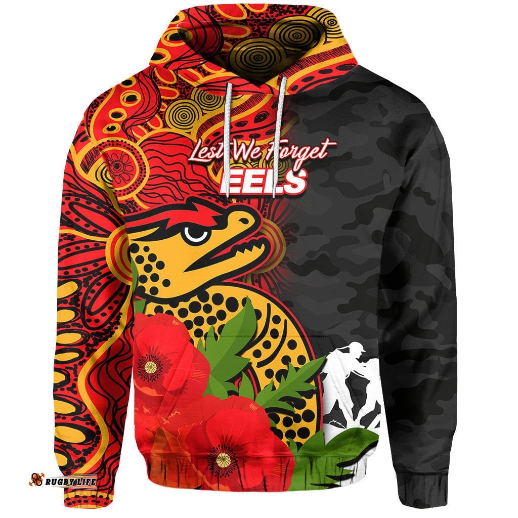 custom personalised eels anzac day aboriginal mix army patterns hoodie no2