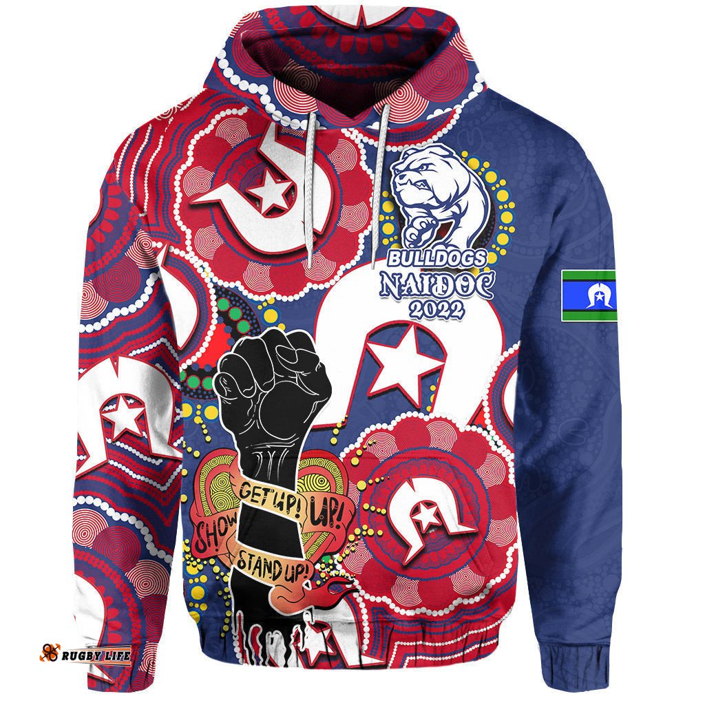 custom personalised bulldogs australian football hoodie naidoc week lets fight together 09