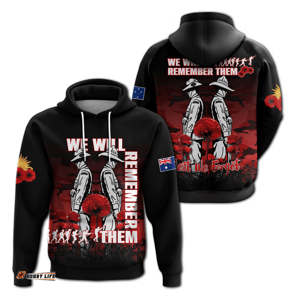 australia anzac hoodie camouflage with poppy red