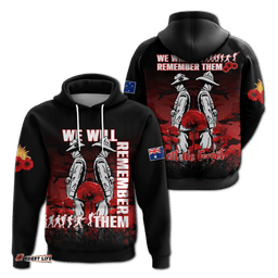 australia anzac hoodie camouflage with poppy red
