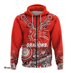 dragons rugby aboriginal art hoodie