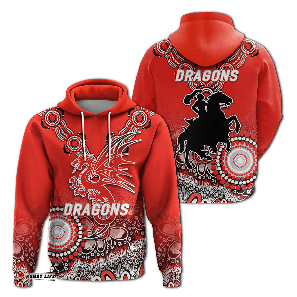 dragons rugby aboriginal art hoodie