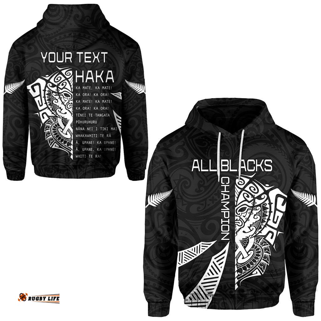 custom personalised new zealand rugby hoodie haka mix ta moko
