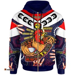 roosters rugby hoodie custom naidoc week roosters rugby ball with aboriginal dot painting pattern hoodie rlt12