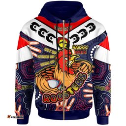 roosters rugby hoodie custom naidoc week roosters rugby ball with aboriginal dot painting pattern hoodie rlt12