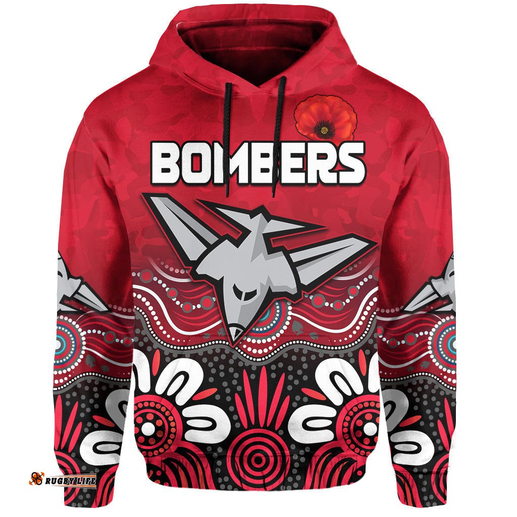 bombers anzac hoodie essendon football aboriginal remember them