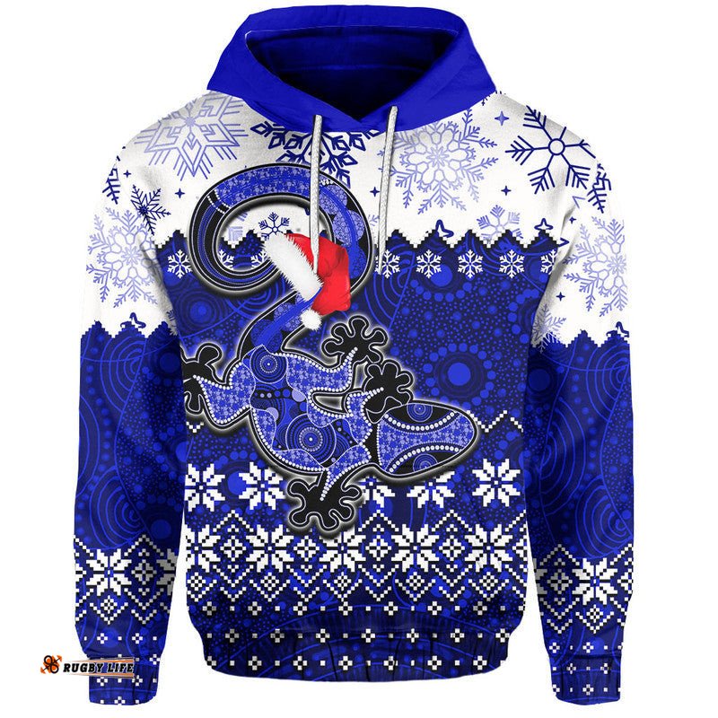 aboriginal christmas lizard hoodie blue style