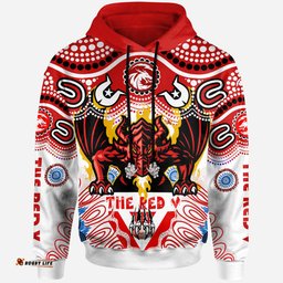 st george rugby indigenous custom hoodie the red v with aboriginal and torres strait islanders culture rlt12