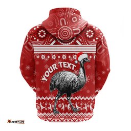 australia christmas hoodie aboriginal art santa emu bird