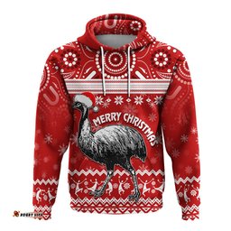 australia christmas hoodie aboriginal art santa emu bird