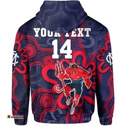 custom text and number demons football hoodie australian aboriginal dot painting