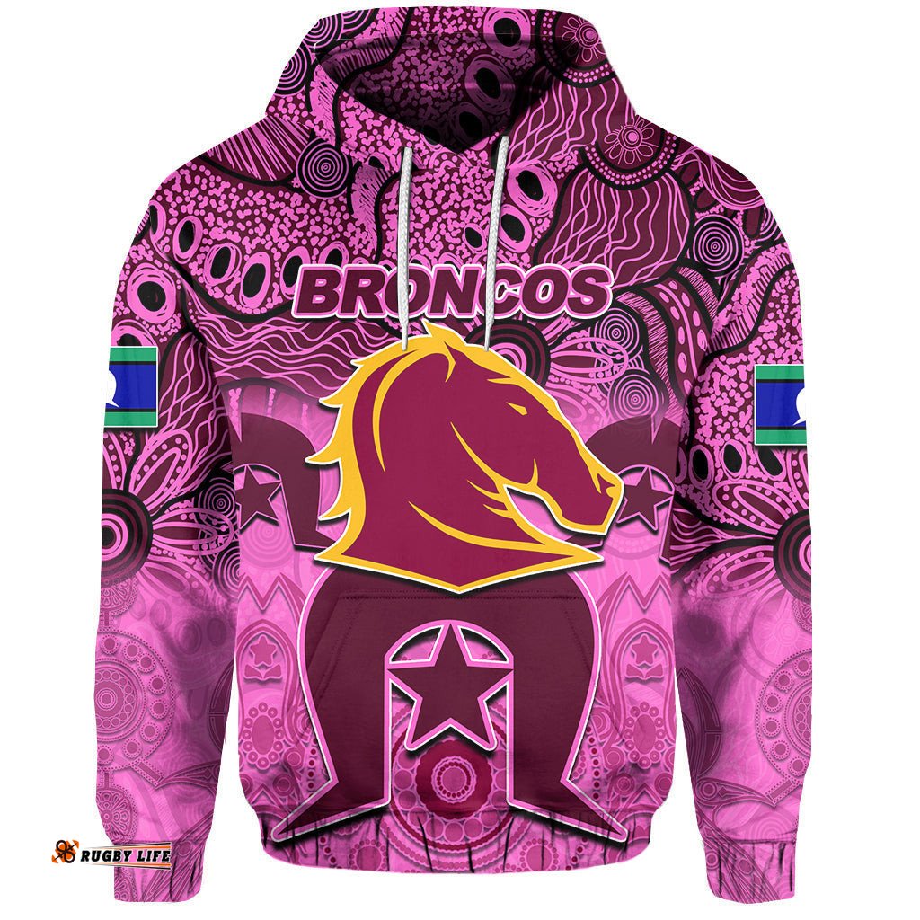 custom personalised broncos torres strait islanders mix aboriginal hoodie pink style 06
