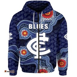 custom personalised carlton blues indigenous aboriginal style zip up and pullover hoodie