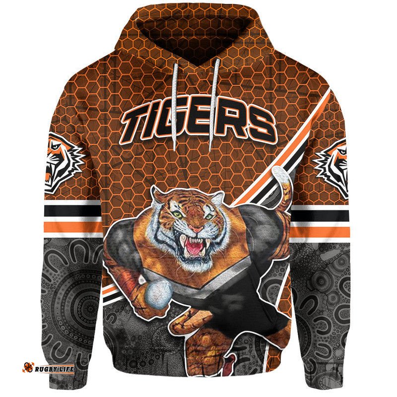 custom personalised tigers rugby hoodie mix aboriginal simple 04