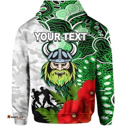 custom personalised raiders anzac day aboriginal mix army patterns hoodie