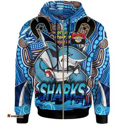 sharks rugby hoodie sharks rugby ball with aboriginal culture and naidoc week "get up stand up show up" hoodie rlt12