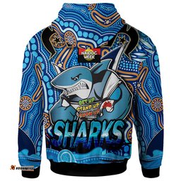 sharks rugby hoodie sharks rugby ball with aboriginal culture and naidoc week "get up stand up show up" hoodie rlt12