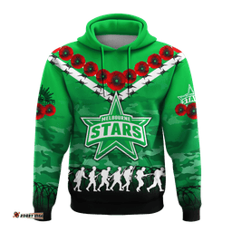 custom personalised melbourne stars anzac hoodie camouflage with poppy