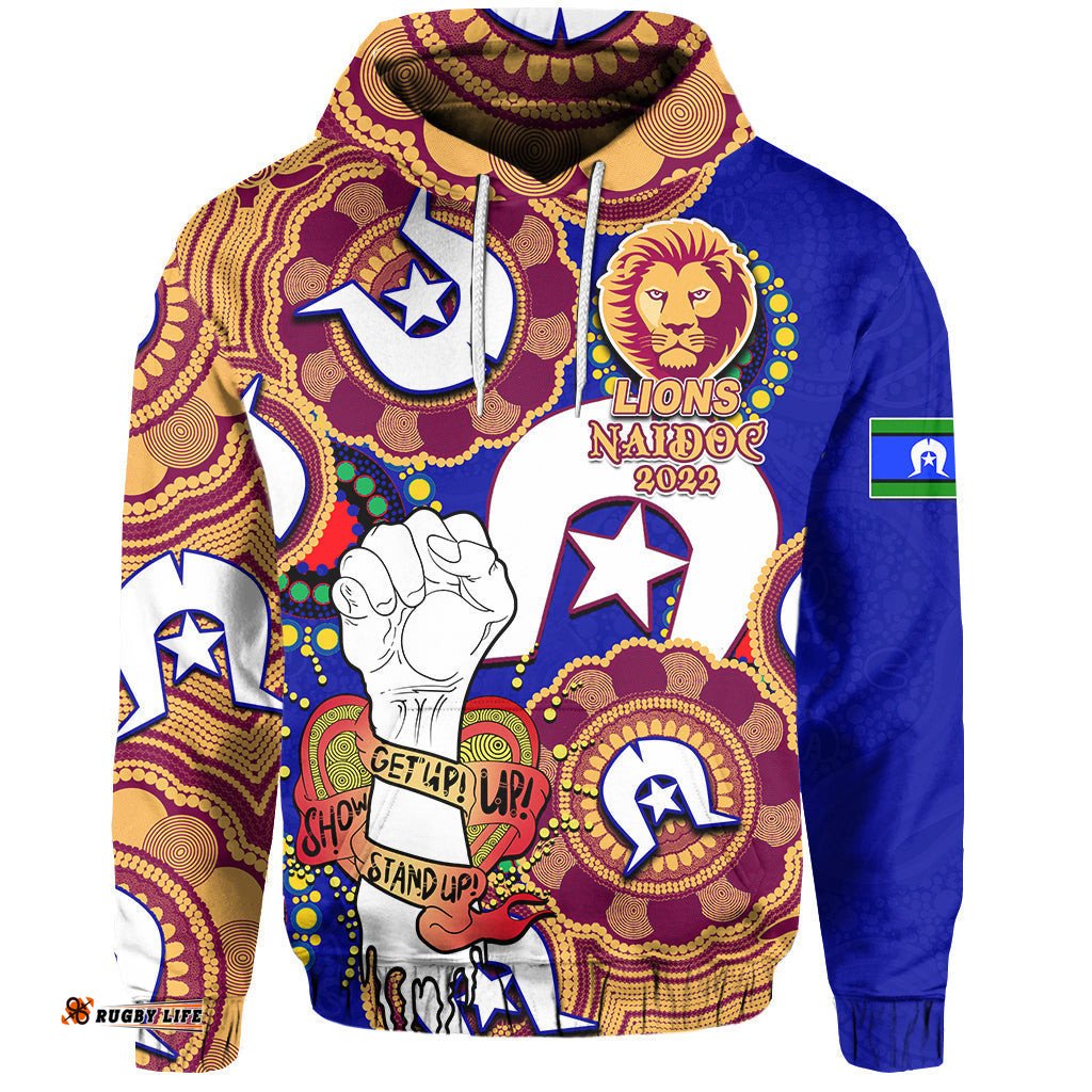 custom personalised lions australian football hoodie naidoc week lets fight together 02