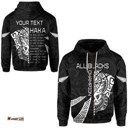 custom personalised new zealand rugby zip hoodie haka mix ta moko
