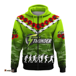 sydney thunder anzac hoodie camouflage with poppy