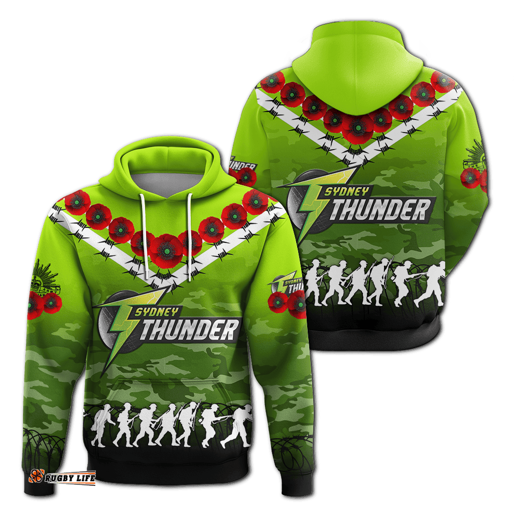 sydney thunder anzac hoodie camouflage with poppy