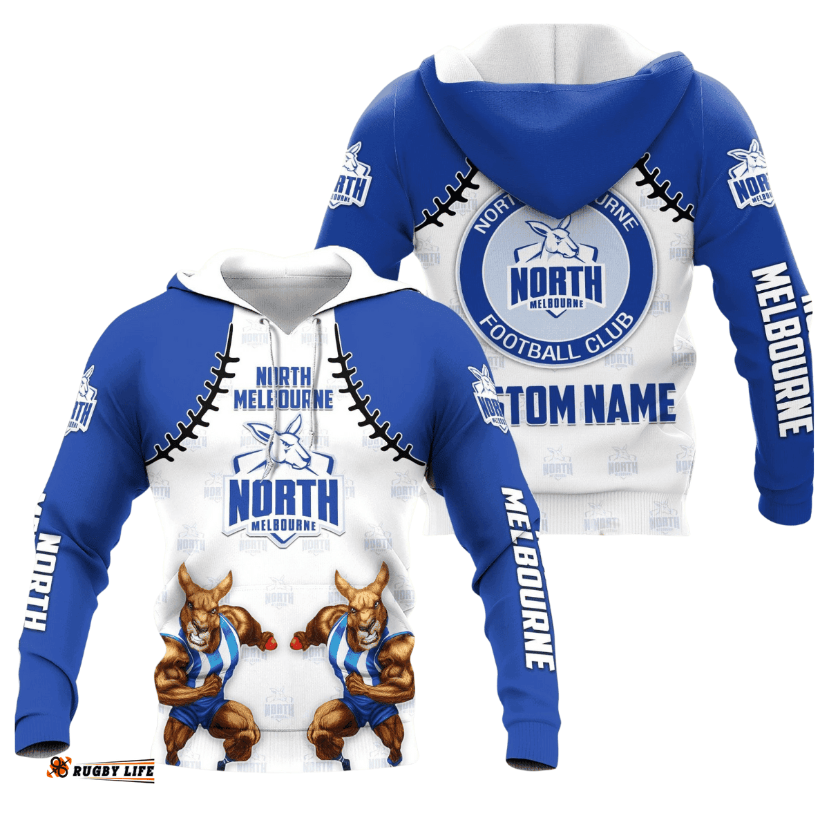 Personalized Custom 3d Hoodie North Melbourne Football Club Douple Mascot AFL
