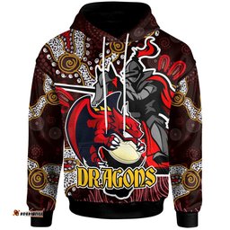 stgeorge rugby hoodie custom dragons with rugby ball and knight contemporary style of aboriginal rlt12
