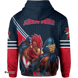 custom personalised roosters rugby hoodie mix aboriginal simple 07