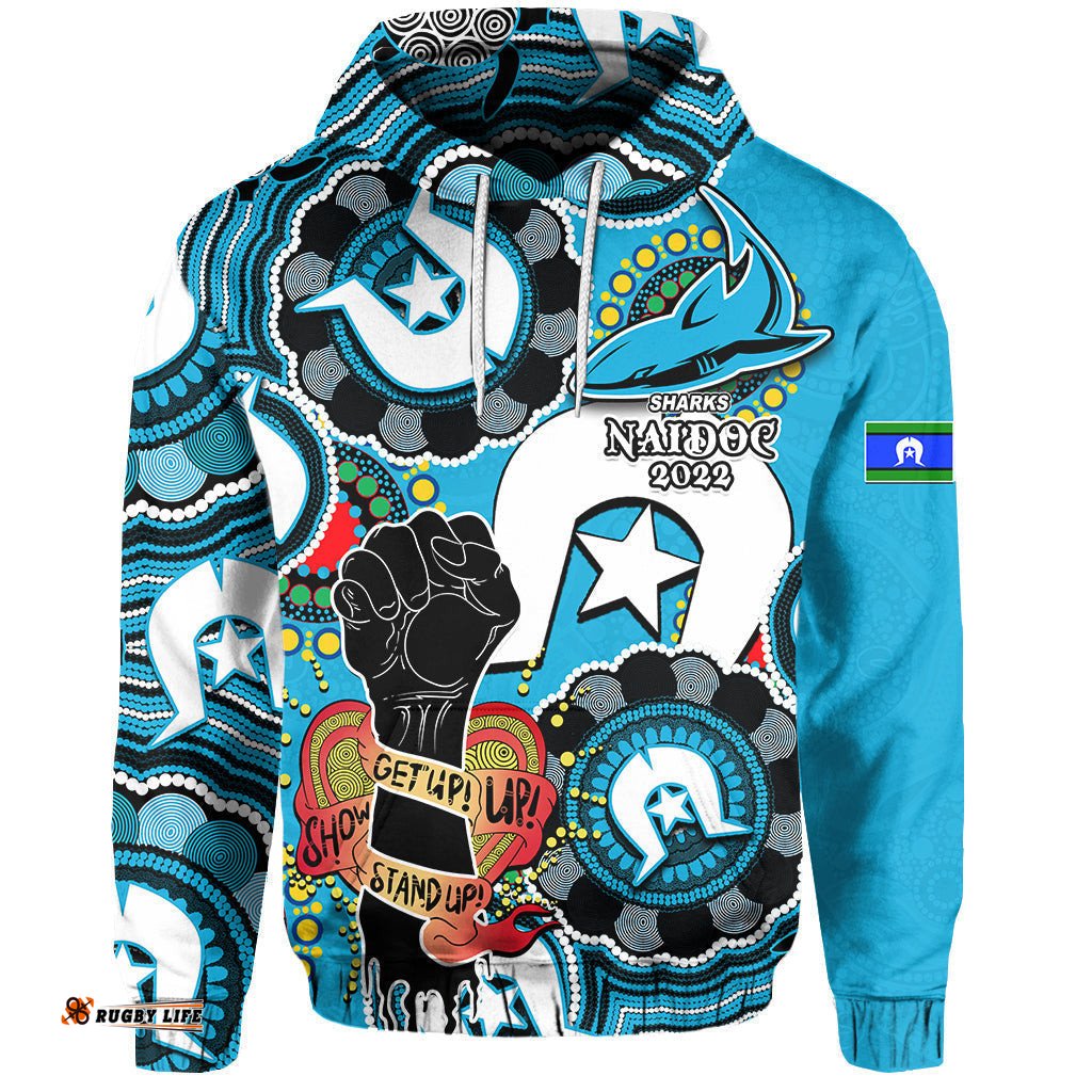 custom personalised sharks rugby naidoc week hoodie lets fight together 05