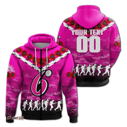 custom personalised sydney sixers anzac hoodie camouflage with poppy