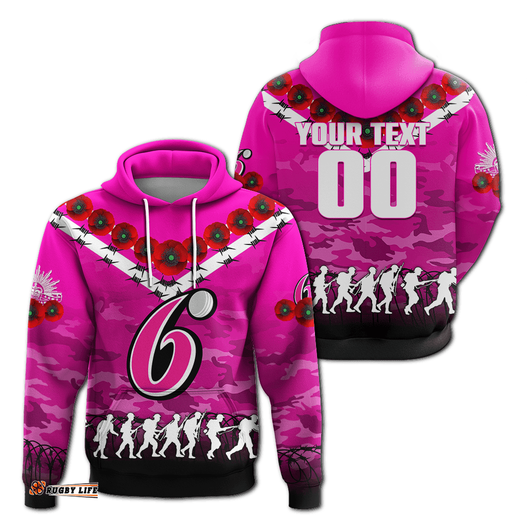 custom personalised sydney sixers anzac hoodie camouflage with poppy