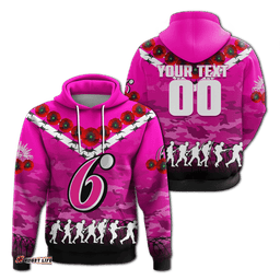 custom personalised sydney sixers anzac hoodie camouflage with poppy
