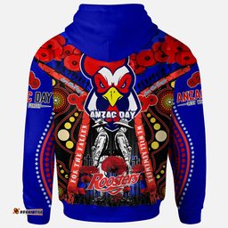 roosters rugby anzac day watercolour hoodie custom remembrance roosters with poppy flower rlt12