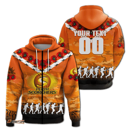 custom personalised perth scorchers anzac hoodie camouflage with poppy