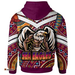 sea eagles rugby hoodie custom eagle strong with aboriginal patterns hoodie rlt12