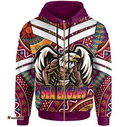 sea eagles rugby hoodie custom eagle strong with aboriginal patterns hoodie rlt12