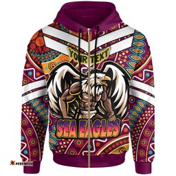 sea eagles rugby hoodie custom eagle strong with aboriginal patterns hoodie rlt12