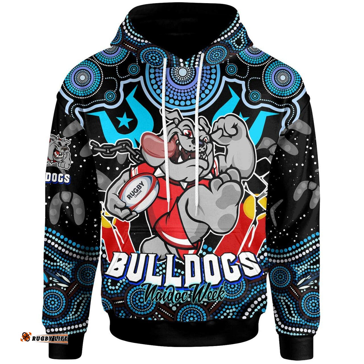 bulldogs rugby hoodie naidoc week bulldogs torres strait and rugby ball aboriginal patterns rlt12
