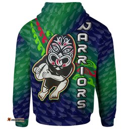 warriors rugby hoodie custom rugby player maori mask with fern pattern hoodie rlt12