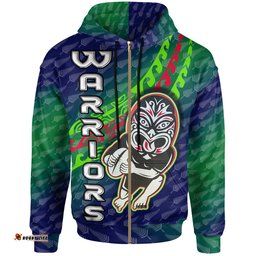 warriors rugby hoodie custom rugby player maori mask with fern pattern hoodie rlt12