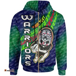 warriors rugby hoodie custom rugby player maori mask with fern pattern hoodie rlt12