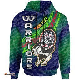 warriors rugby hoodie custom rugby player maori mask with fern pattern hoodie rlt12