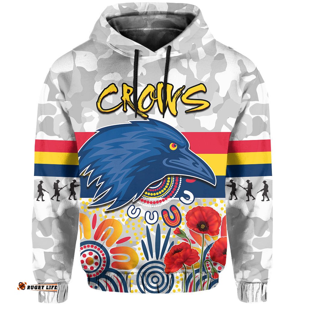 crows anzac hoodie adelaide football aboriginal poppy